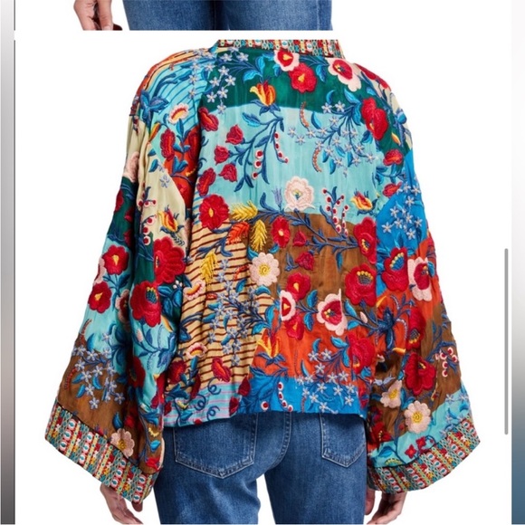 JOHNNY WAS Embroidered multicolored Reversible Kimono Jacket size Large - Picture 4 of 17